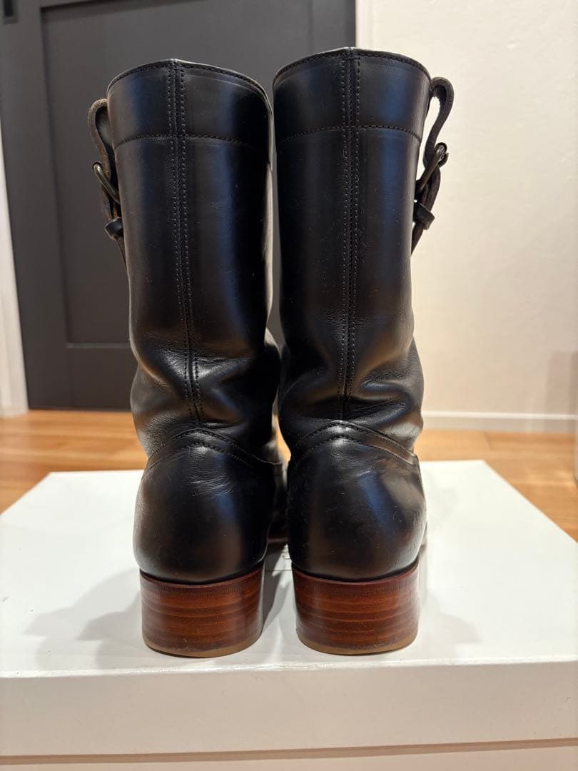 chausser ショセ ブラック レザー エンジニアブーツ ペコスブーツ