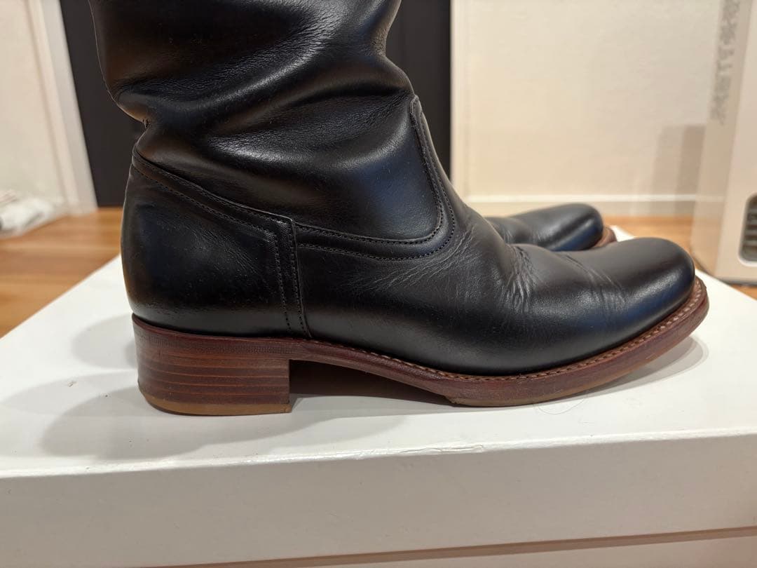 chausser ショセ ブラック レザー エンジニアブーツ ペコスブーツ