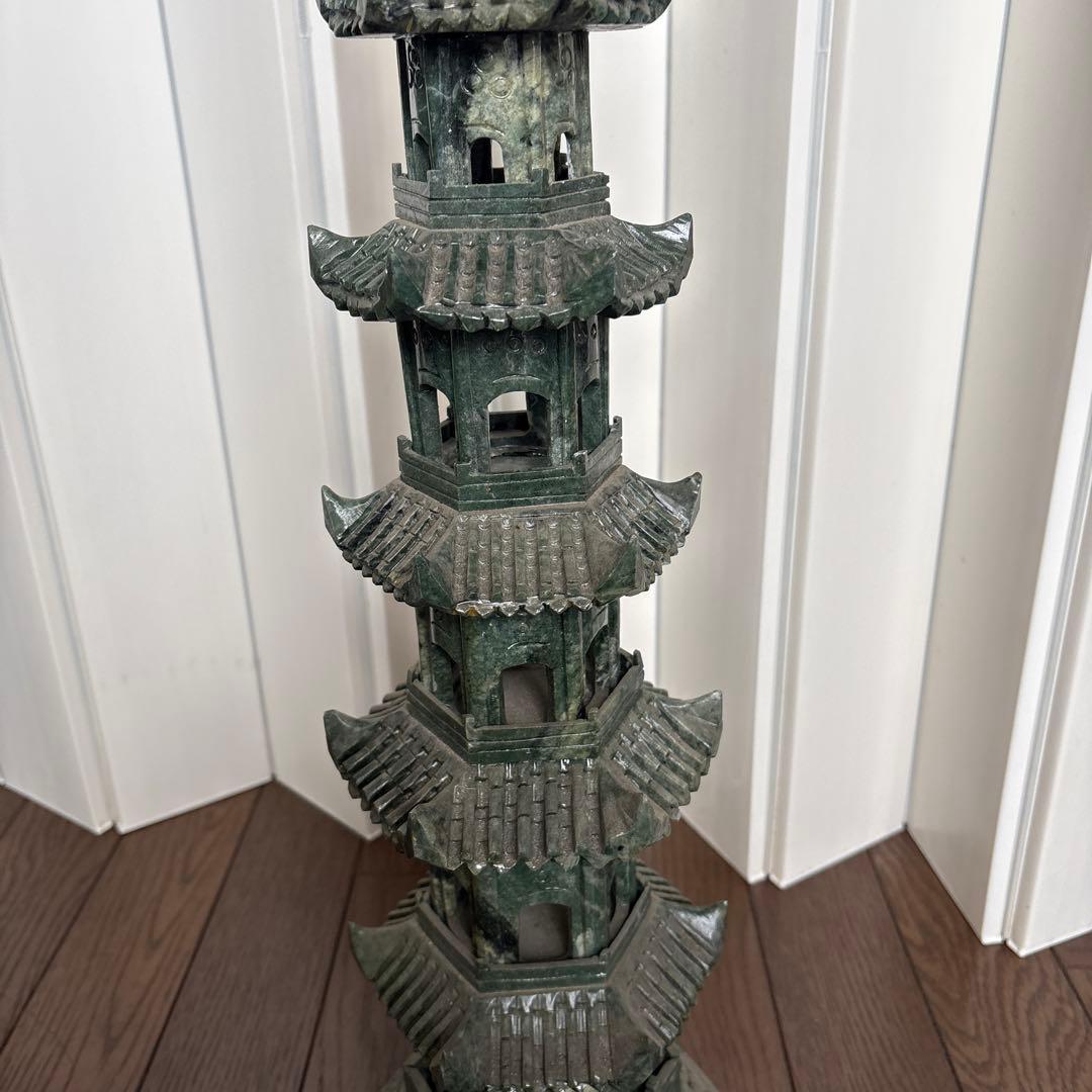 専用碧玉製多層塔 約66cm ヒスイ翡翠　緑石