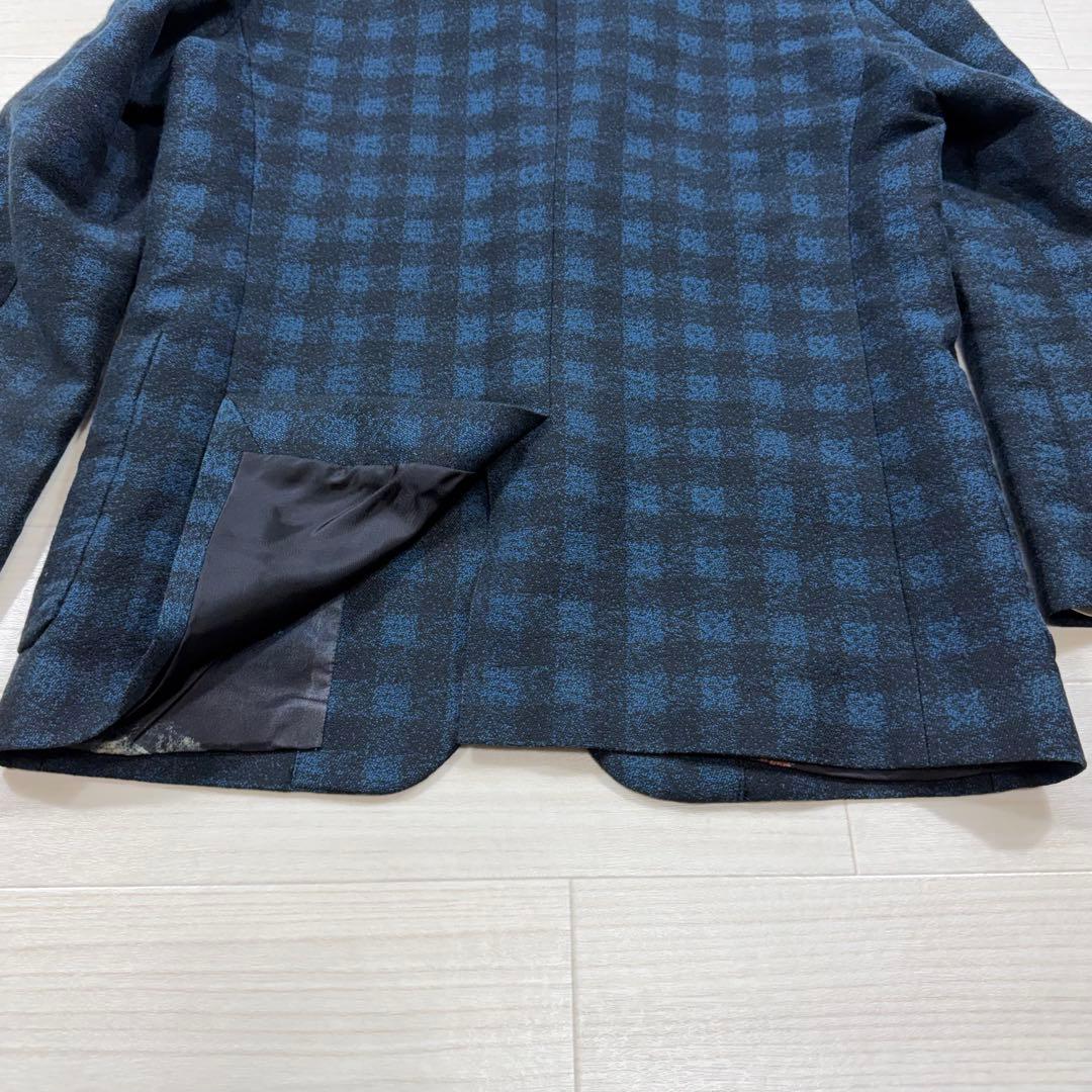 極美品 PS Paul Smith 裏地アート柄 チェック 比翼 ジャケット M