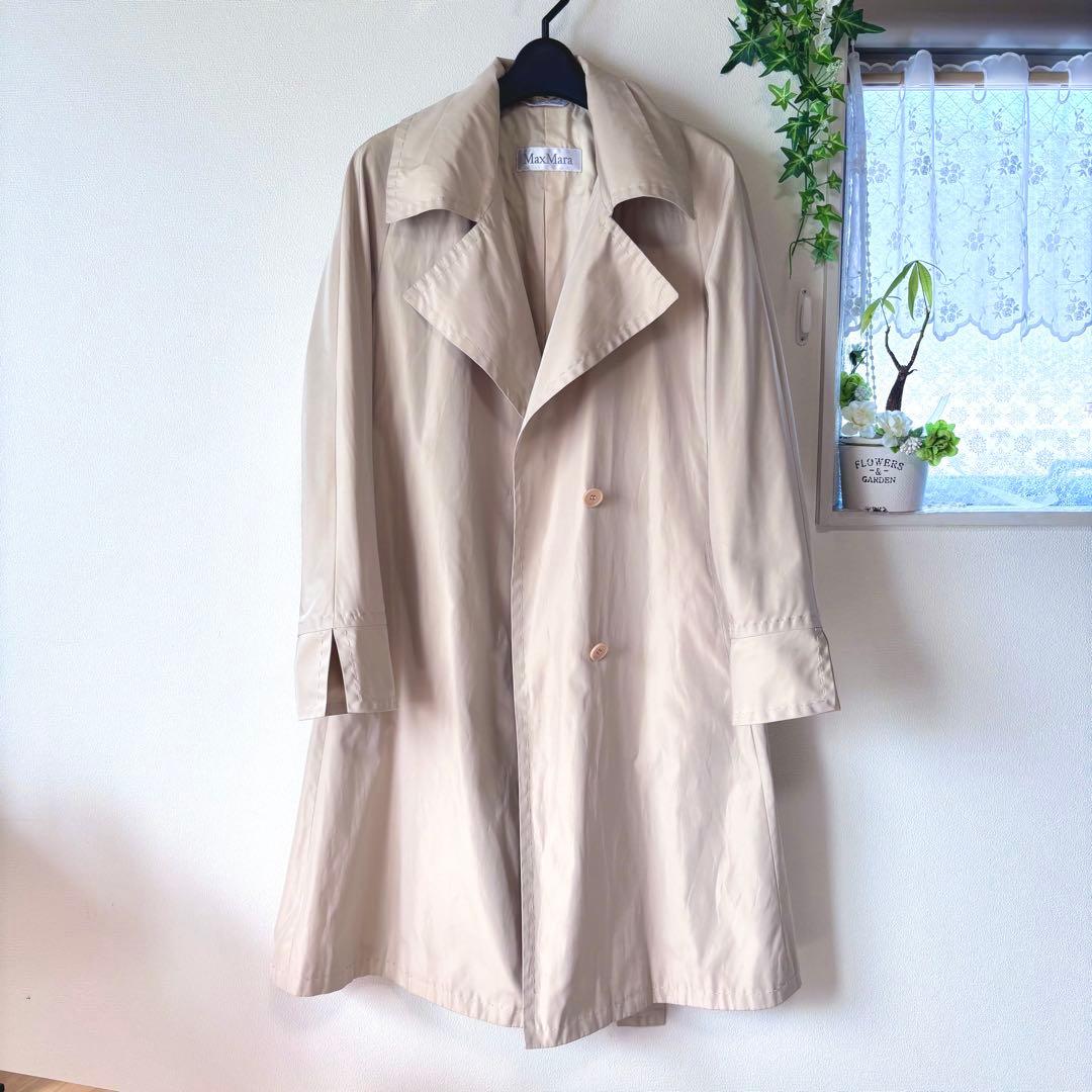 美品 MaxMara 白タグ　スプリングコート　ベージュ トレンチコート