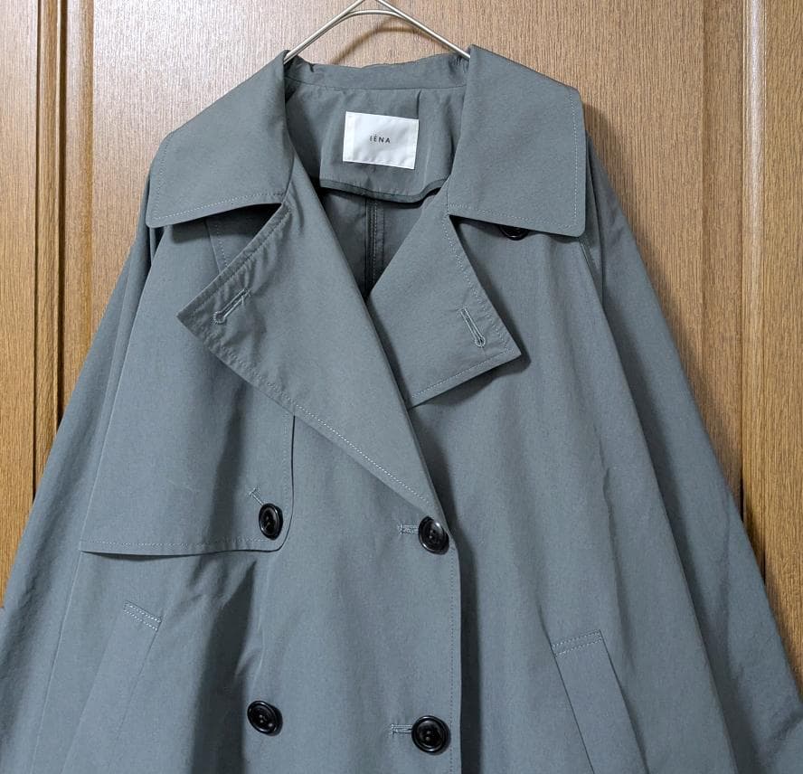 良品 IENA Peポプリンオーバーショートコート グレー 38サイズ