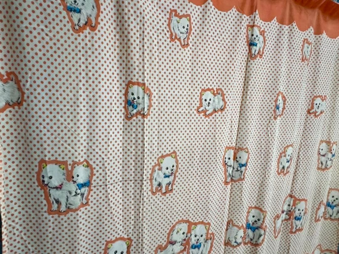カーテン 2枚セット 昭和レトロ 当時物 インテリア 犬 レトロポップ