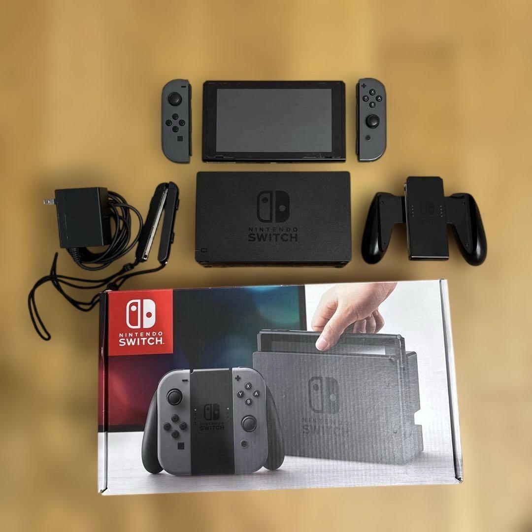 Nintendo Switch 本体、付属品/グレー（箱あり）/動作確認済み