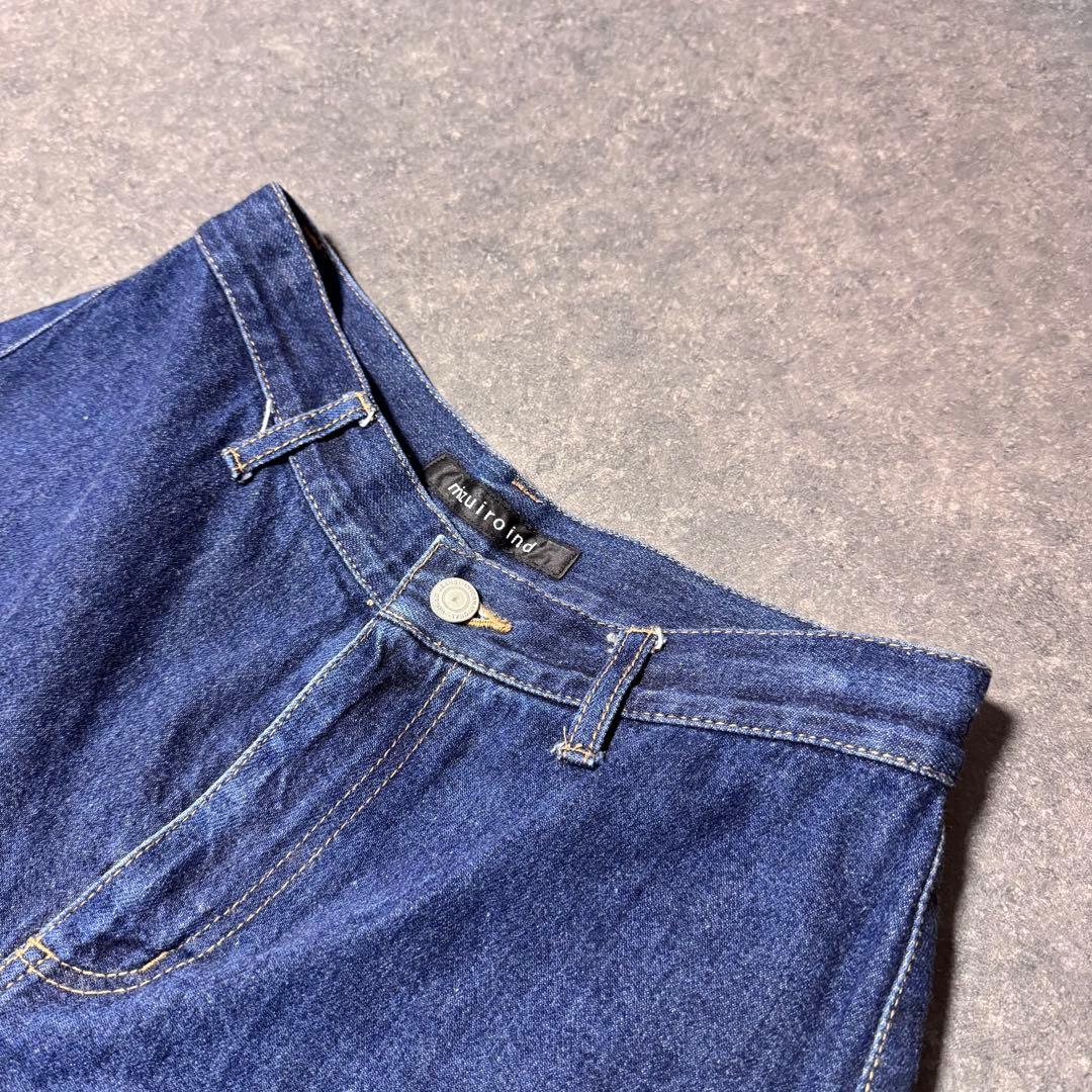 【美品】 ミズイロインド ワイドデニム ハイウエストデニム ワイドパンツ L