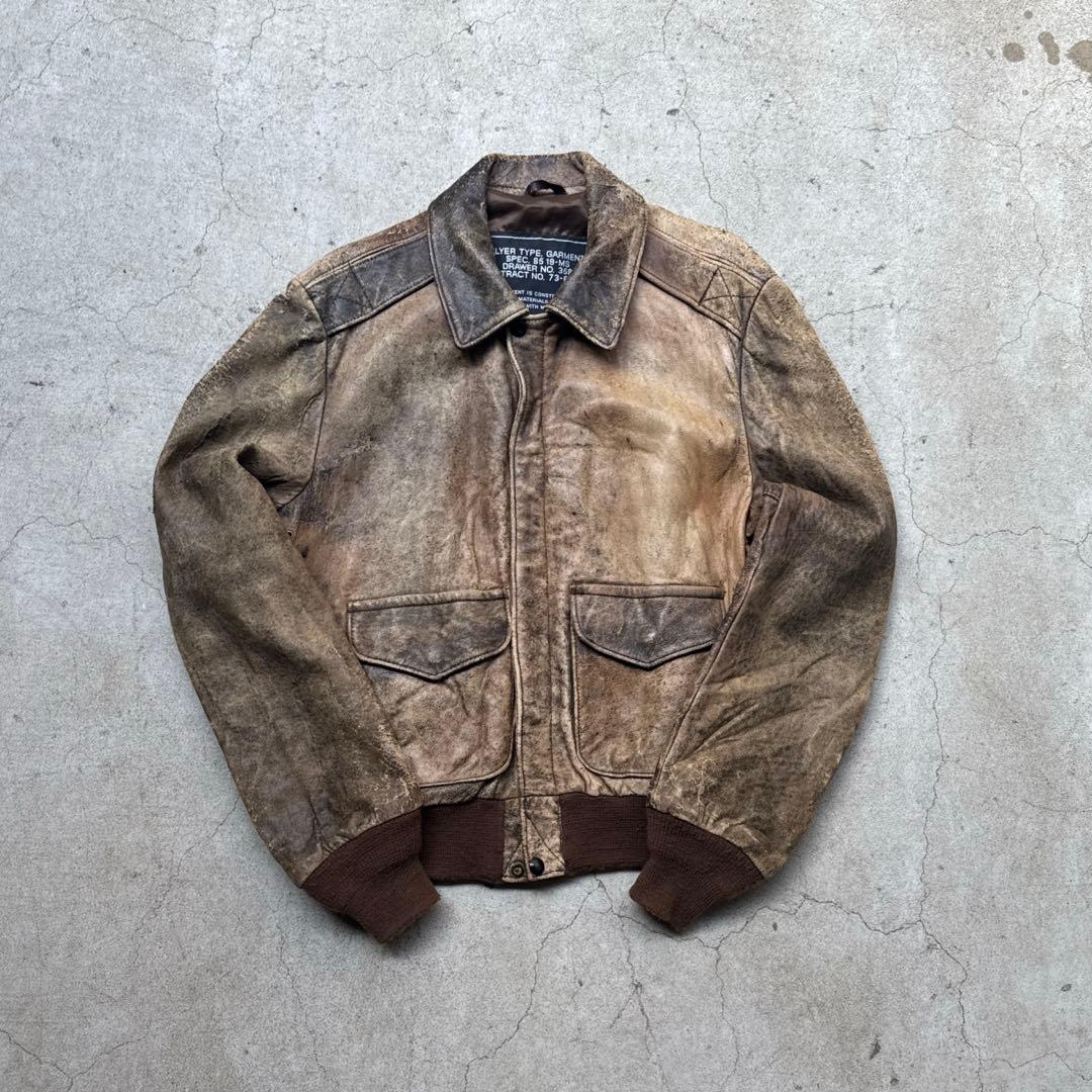 shott 70s ヴィンテージ激レア　ma-1 レザー　shott bros