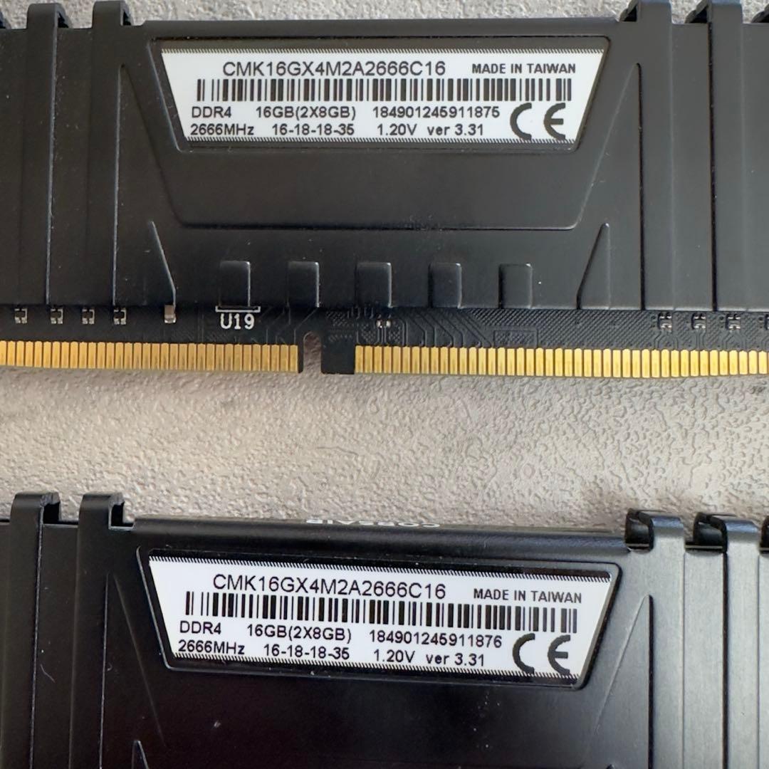CORSAIR DDR4 16G 2666MHz 動作品