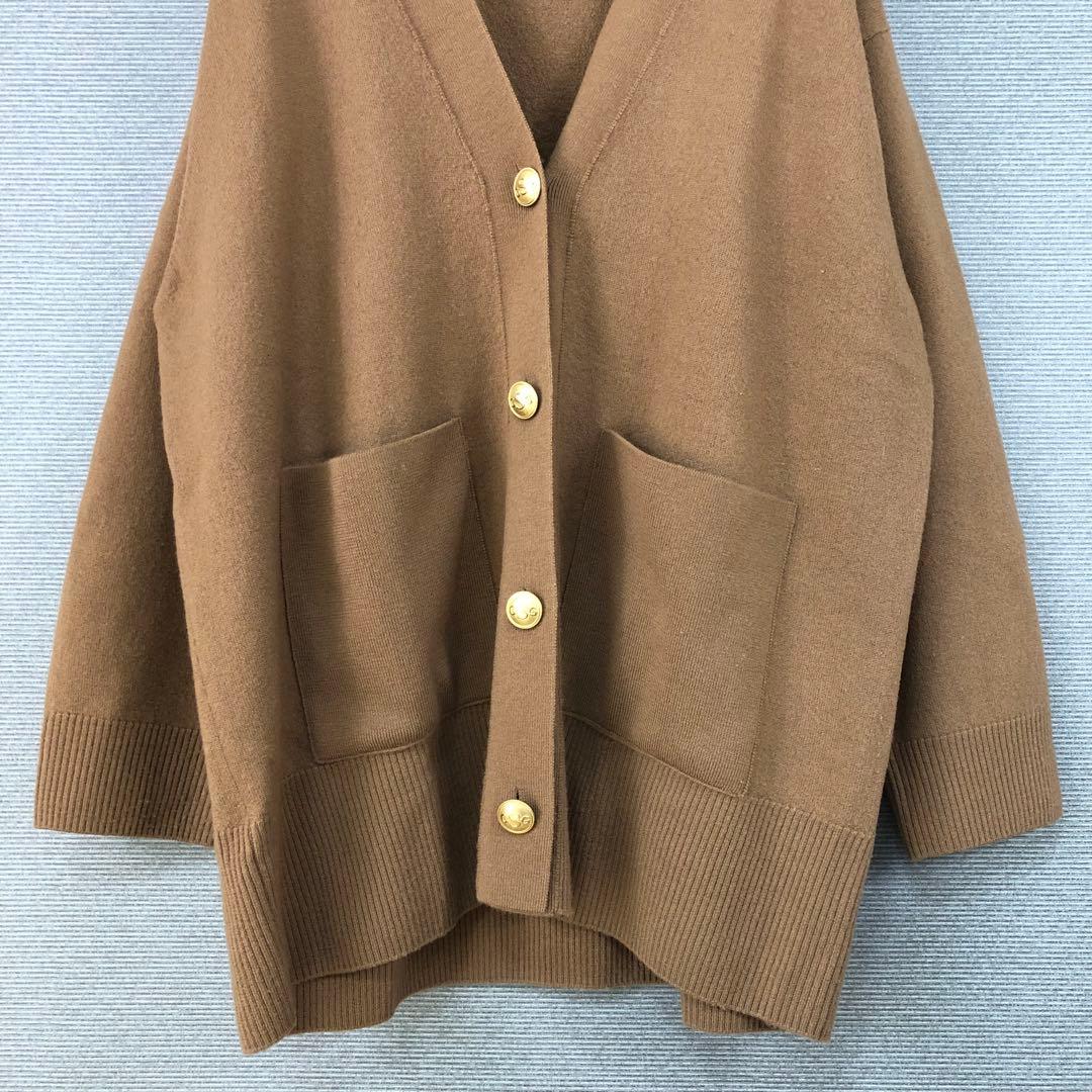 Curensology アッシュクウールカーディガン F ブラウン 金ボタン