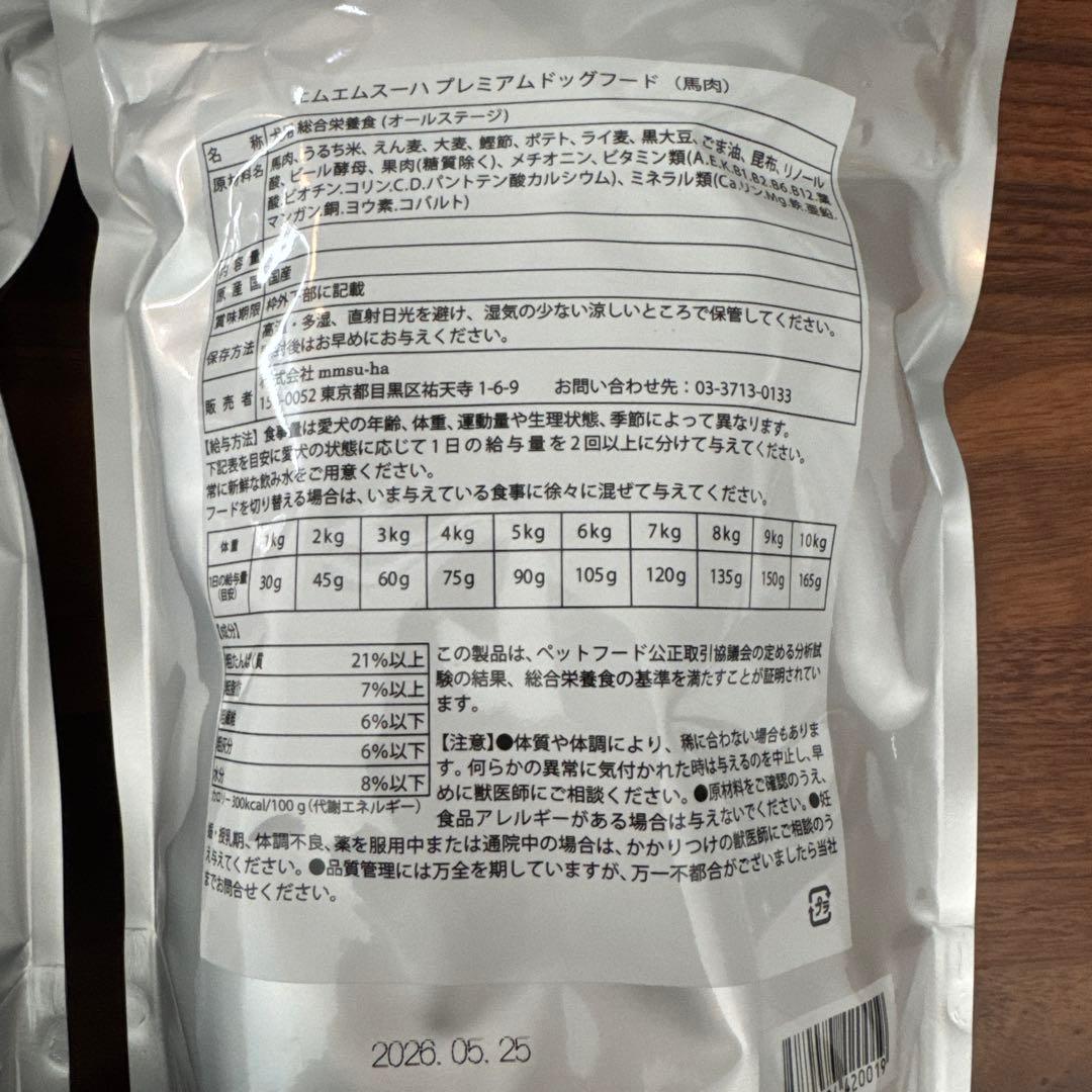 エムエムスーハ　プレミアム　ドッグフード（馬肉）