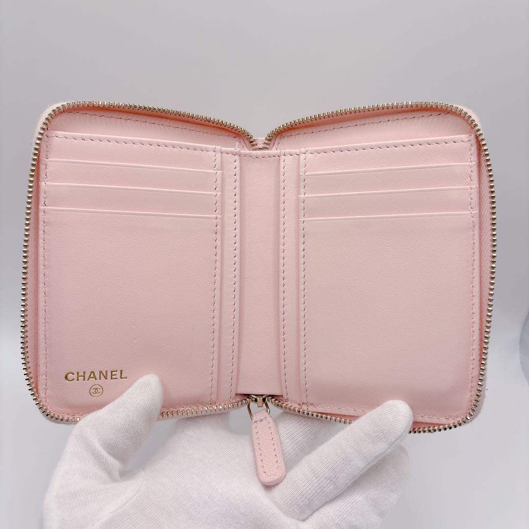 CHANEL シャネル 財布 スモールジップウォレット キャビアスキン ピンク