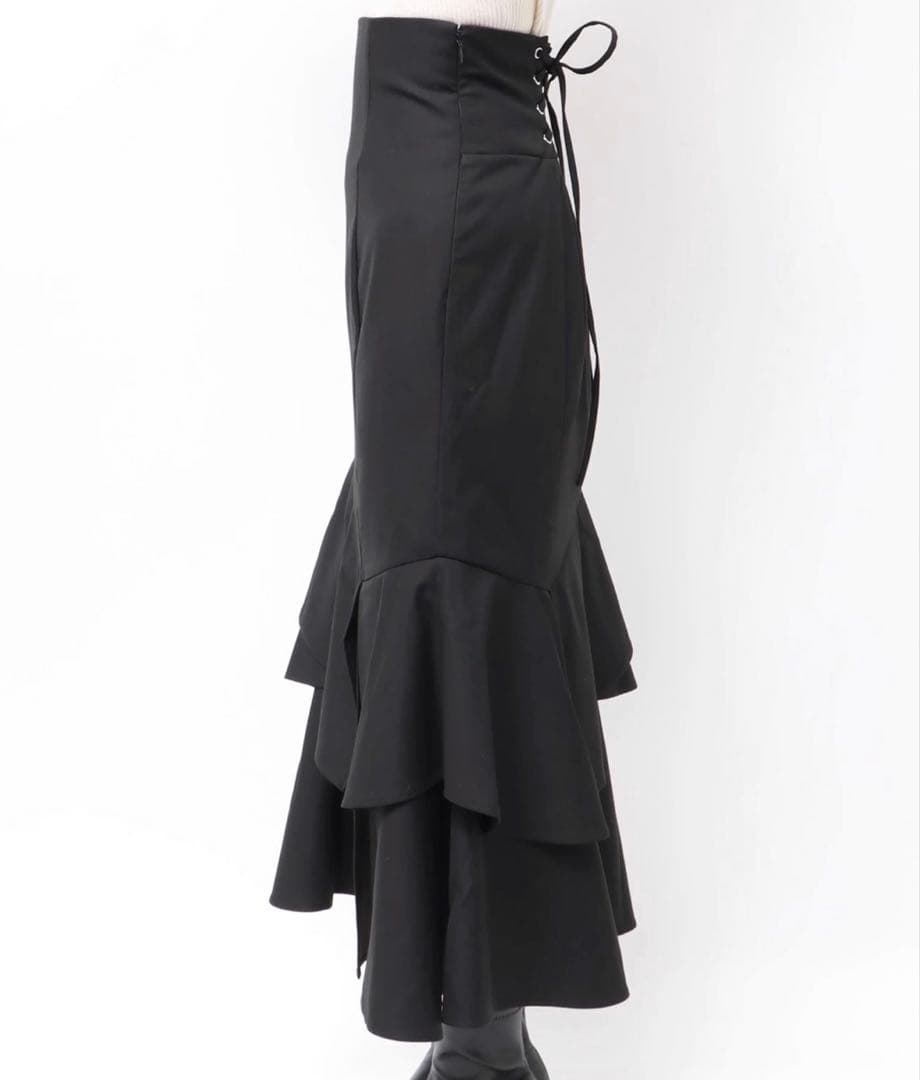 dazzlin バックレースアップアシメマーメイドスカート ブラック Sサイズ