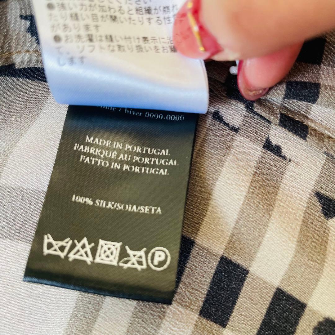 希少✨Rokhロク♡シルクスカート　ロゴ入りチェック パッチワークプリント