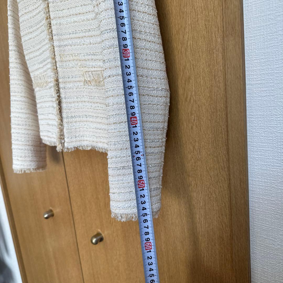 theory luxe アイボリー ノーカラージャケット ツイード
