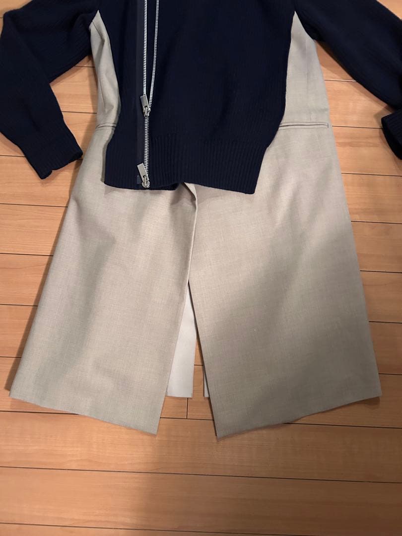 Sacai サカイニットドッキング ハイネック ジップアップ コート トレンチ春