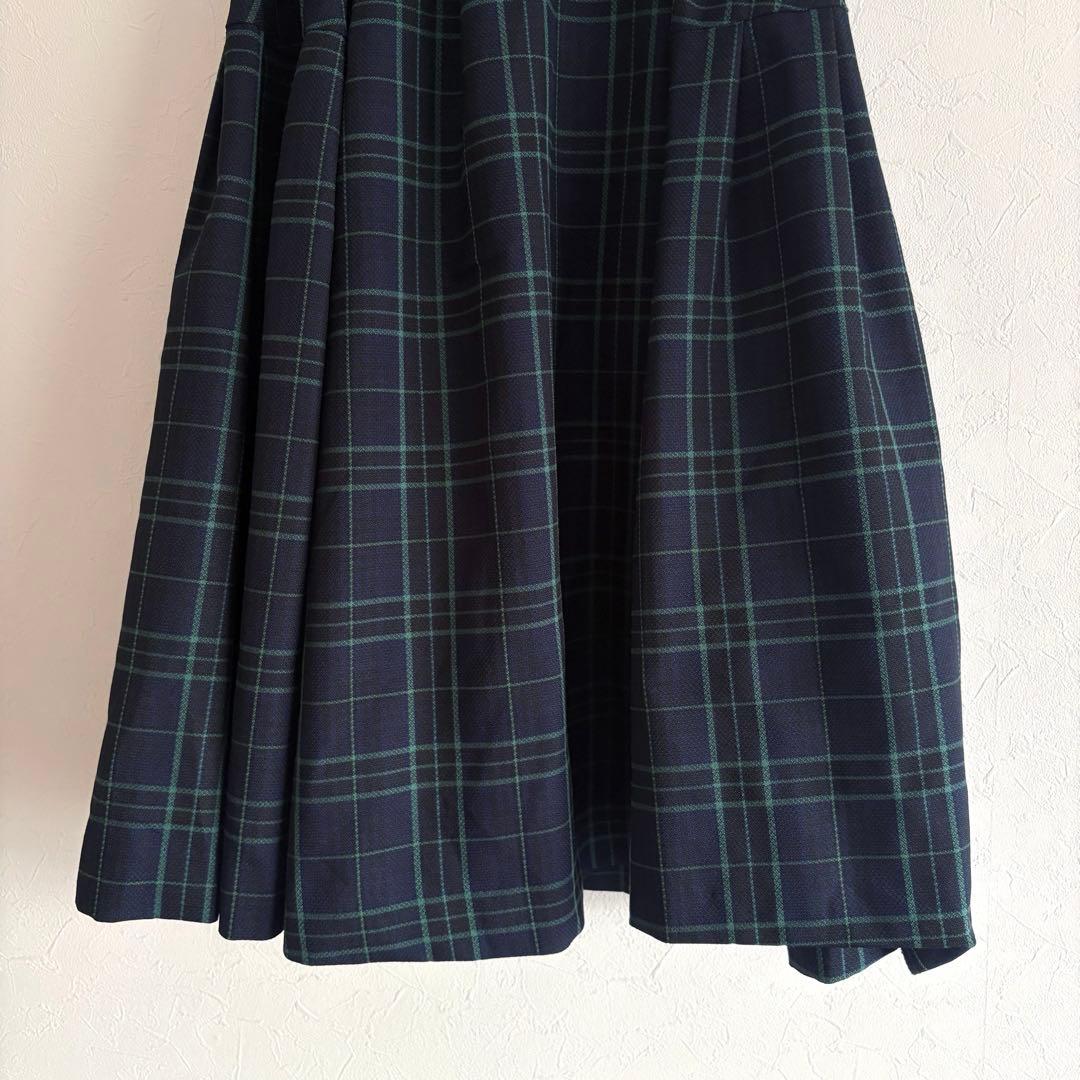美品 Jenne ジェンヌ フレアスカート S ネイビー/グリーンチェック