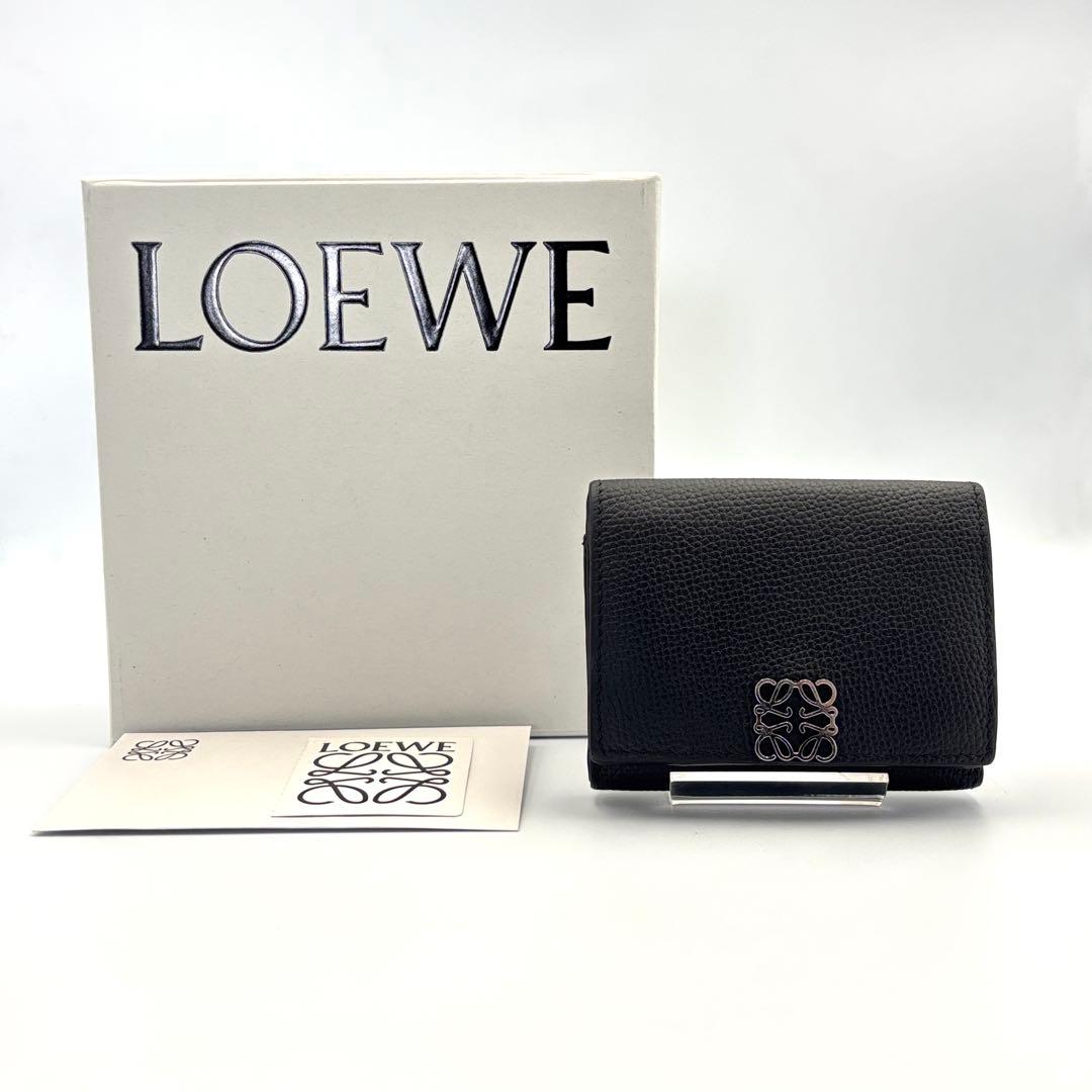 ロエベ　アナグラム　トライフォールドウォレット　Wホック　三つ折り　財布