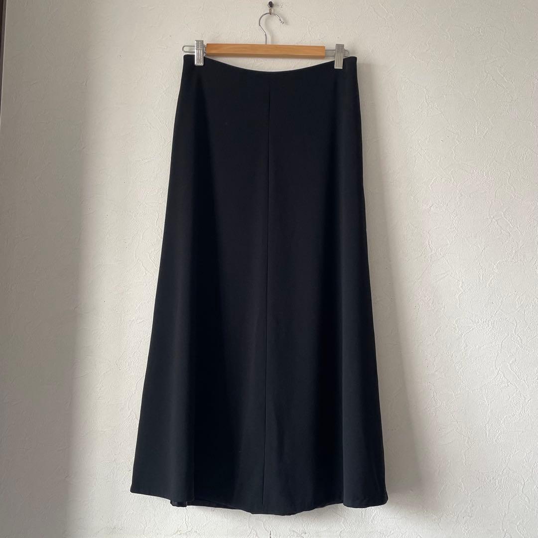 EVERYDAY I LIKE. バックサテン ロングフレアスカート 36 黒