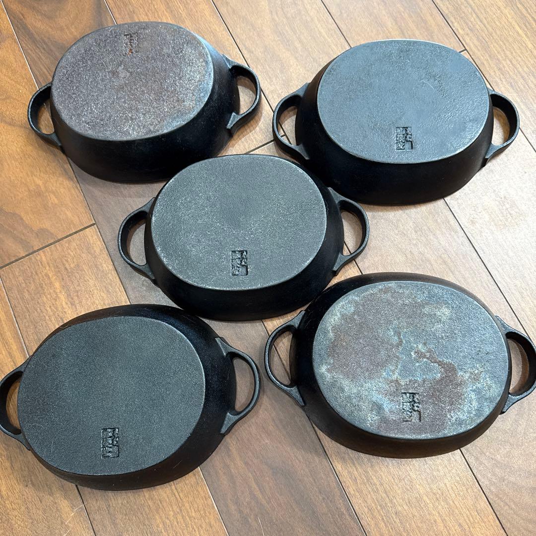 鉄板グリルパン(深皿　オーバル型) とお皿　5個セット