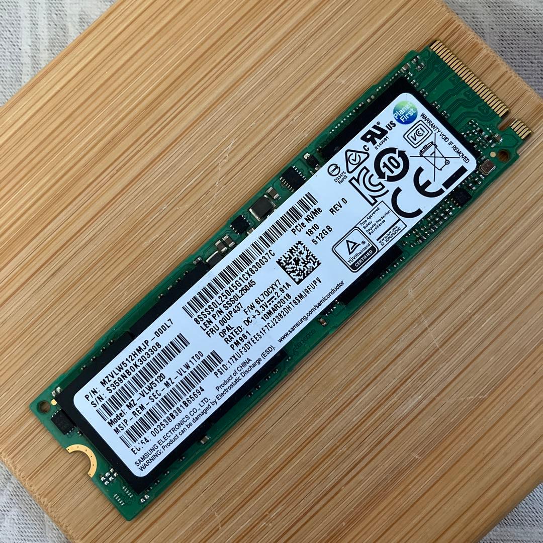 内蔵型SSD SAMSUNG NVMe 512GB SSD M.2 2280 PM961