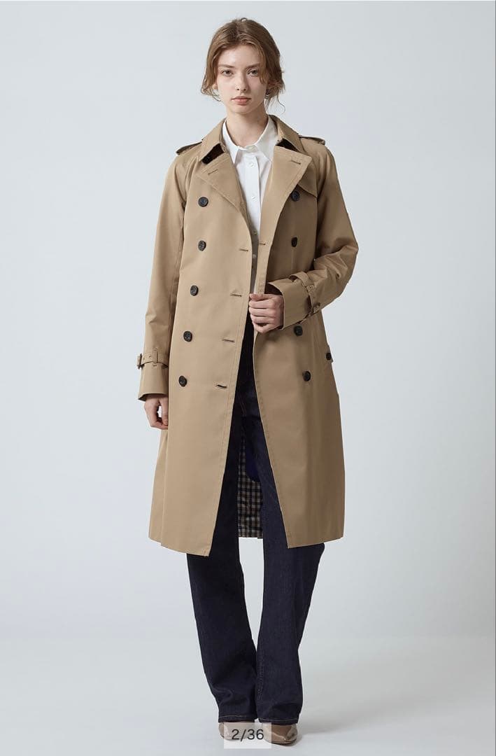 美品 アクアスキュータム 定番トレンチコート ベージュ 6 Mサイズライナー付き