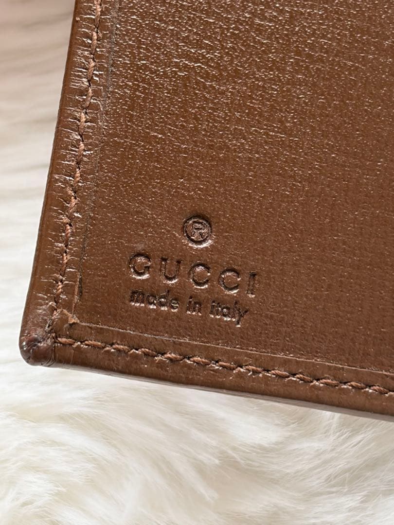 GUCCI ブラウン三つ折り財布 GGパターン
