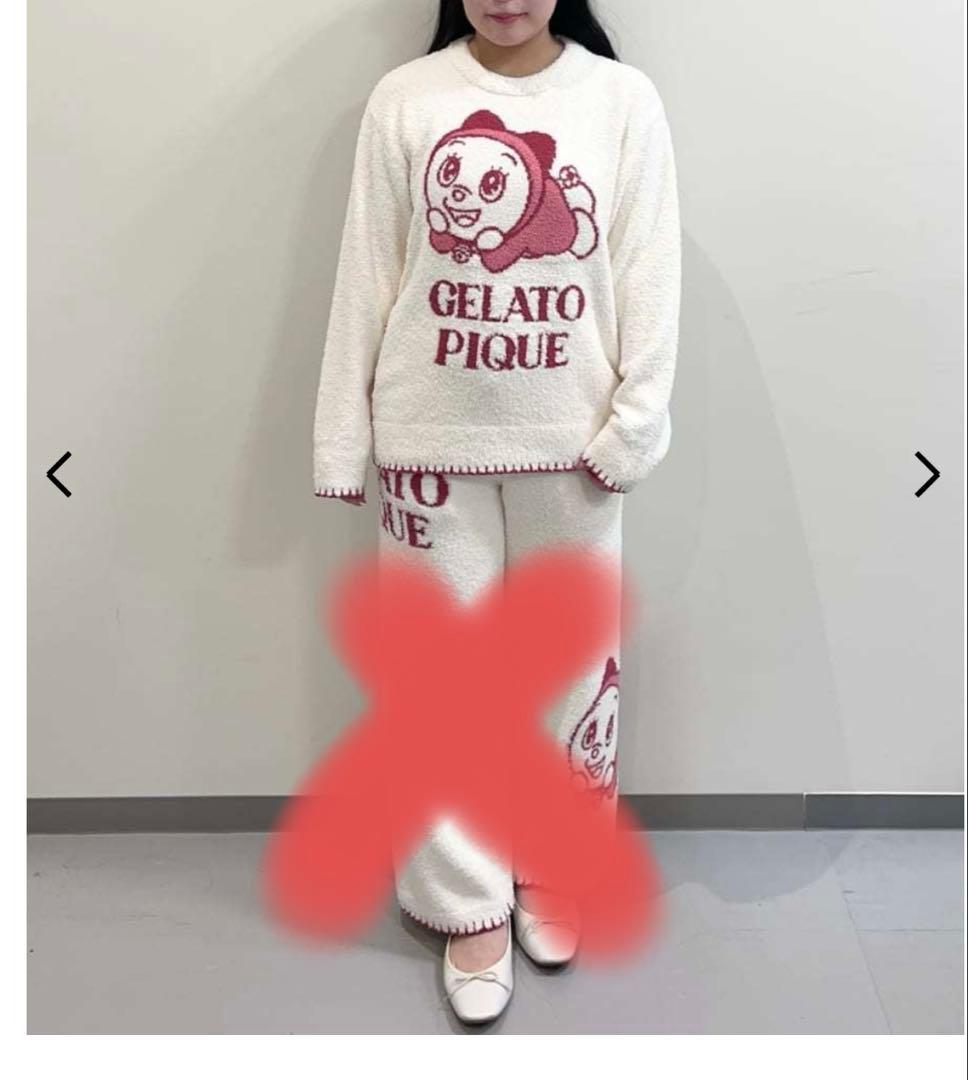 ジェラピケ　ドラミちゃん　ベビモコジャガードプルオーバー　ロングパンツ　セット