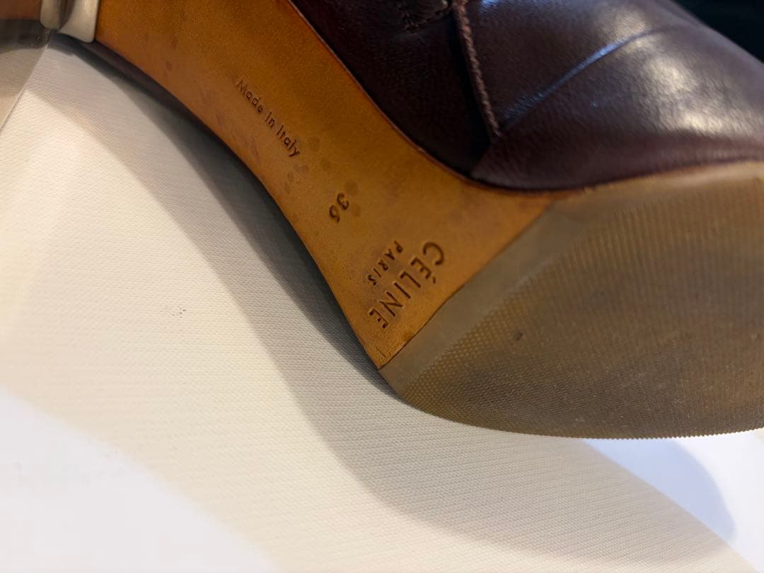 yhk.13 　CÉLINE セリーヌ　ブーティダークブラウンレザー 36