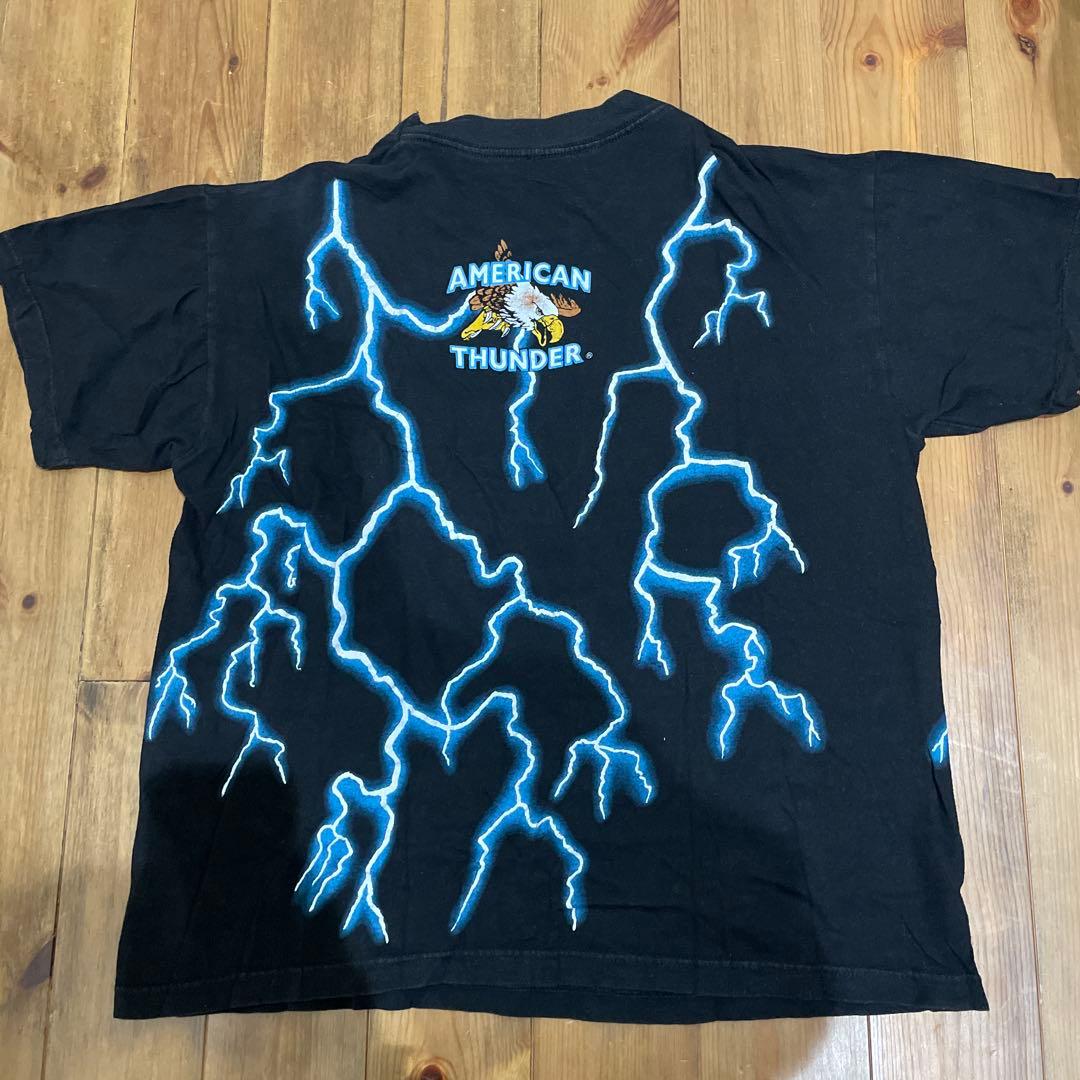 90s アメリカンサンダー ウルフ Tシャツ シングルステッチ 稲妻 狼