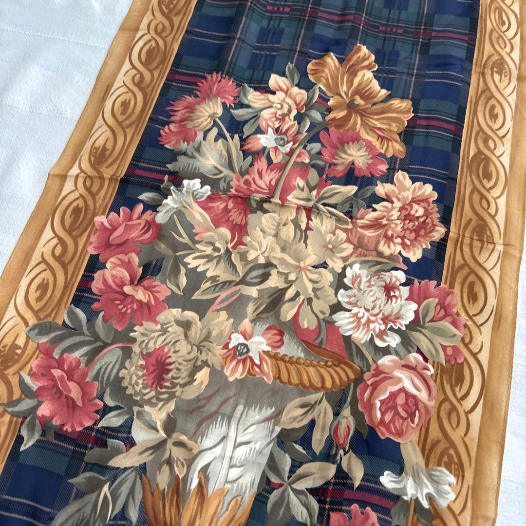 ラルフローレン　シルク　ストール　RALPH LAUREN 花柄　ビンテージ