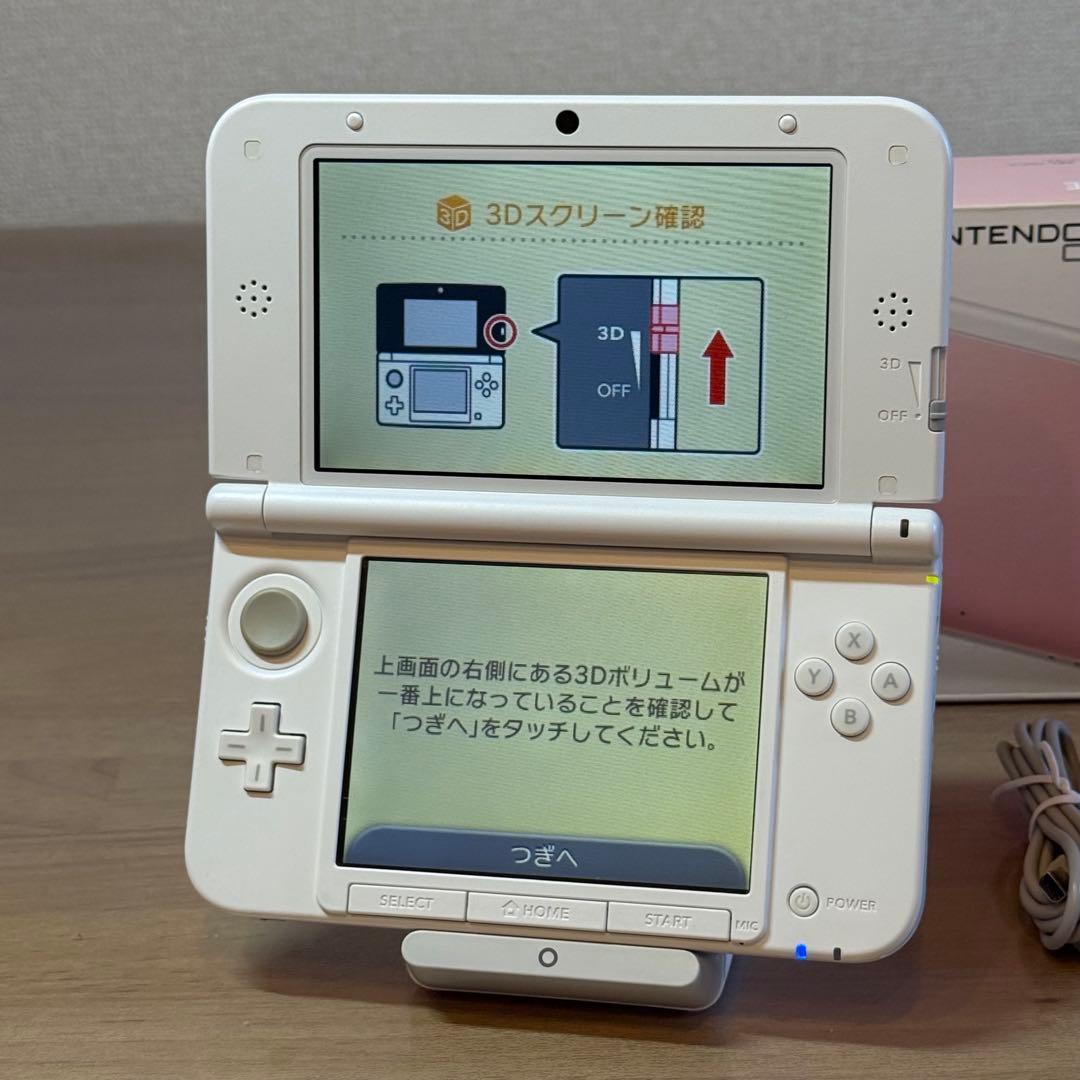 6-029 ニンテンドー3DS LL ピンク×ホワイト 箱付き