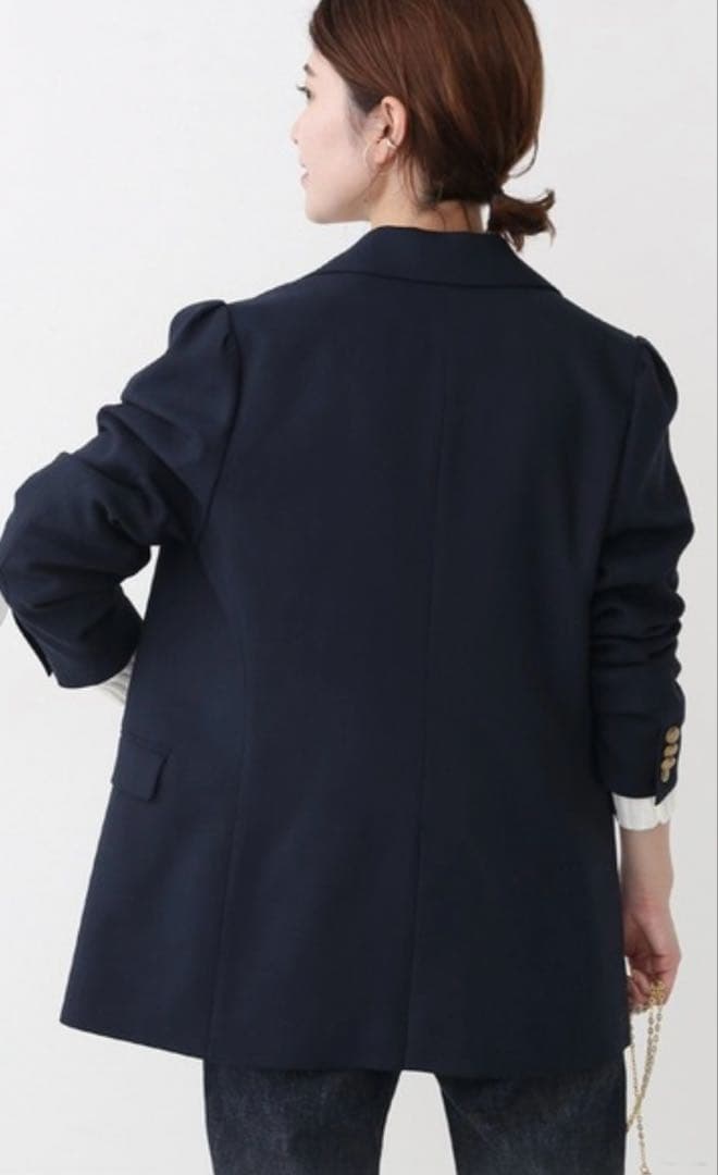 未使用　Spick&Span Visストレッチパフスリーブジャケットネイビー38