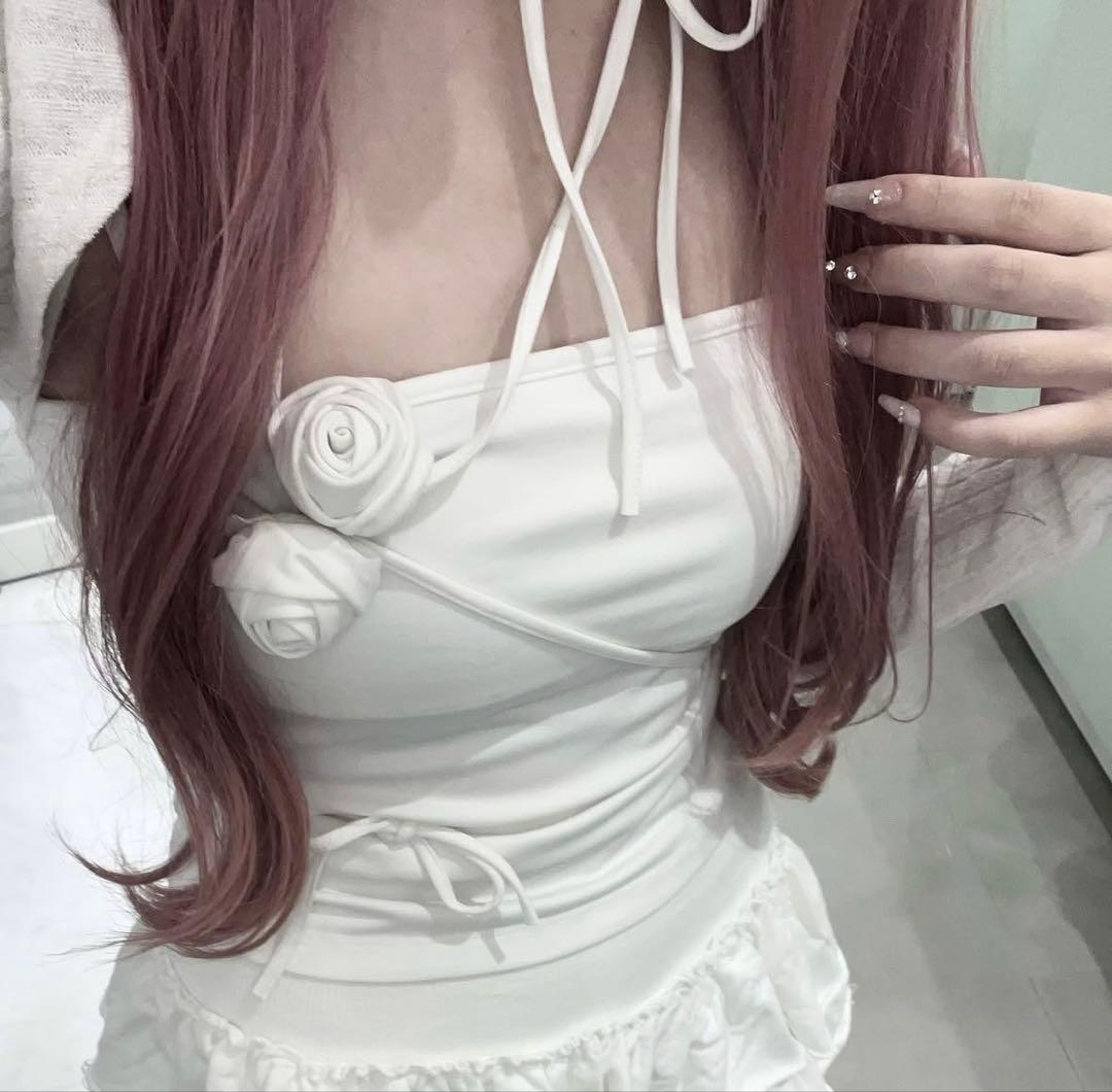 トップス PAINORPLEASUREROSE CORSAGE SLEEVELESS