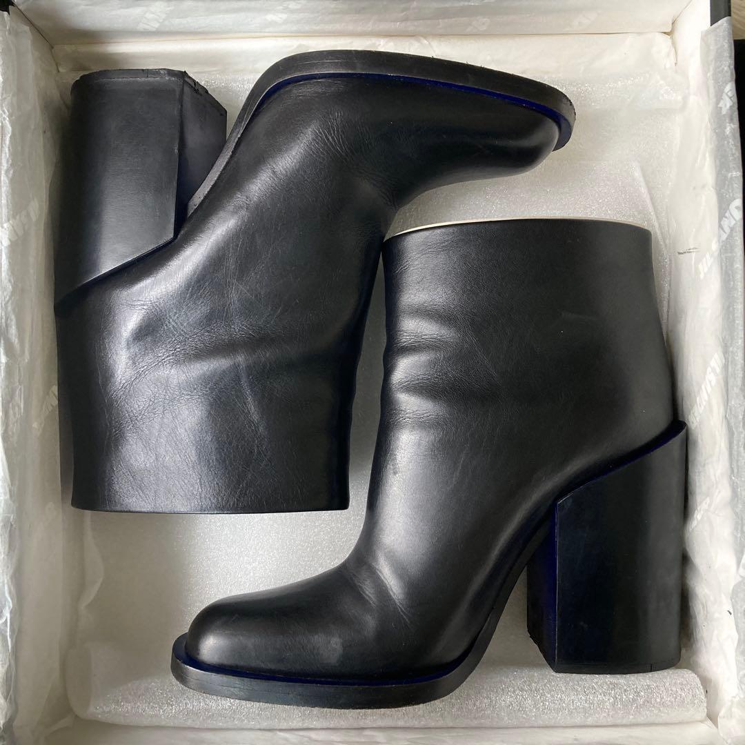 N*O様 美品級*JIL SANDER■本革レザー ブーツ チャンキーヒール■黒