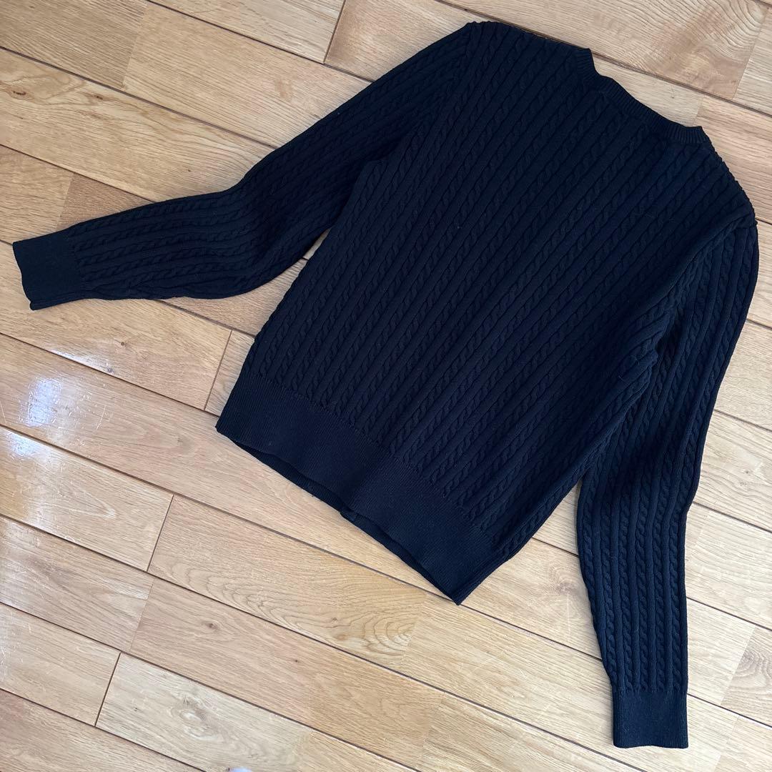 美品　POLO RALPH LAUREN コットンケーブルカーディガン　ブラック