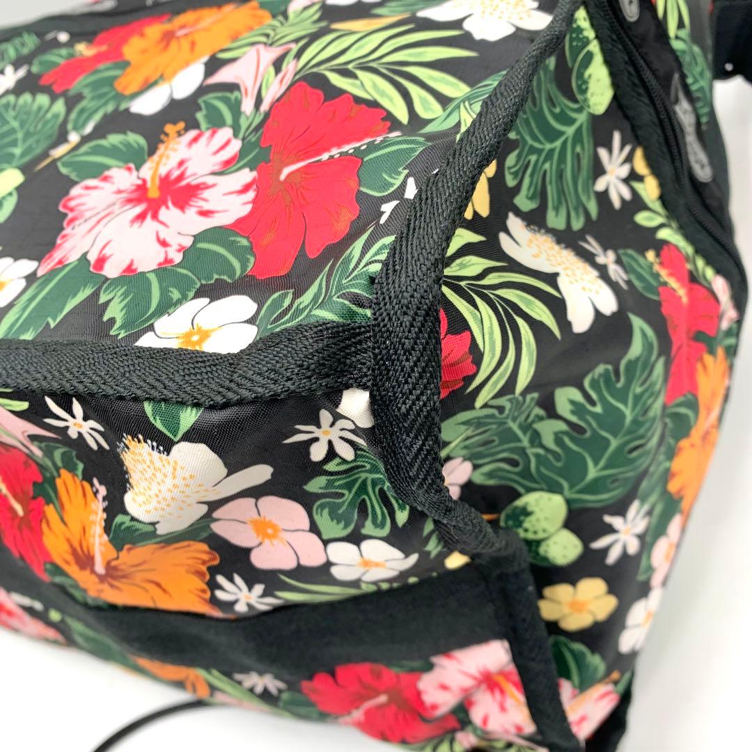 【美品】 レスポートサック ボストン バッグ ハイビスカス 旅行 ラージ