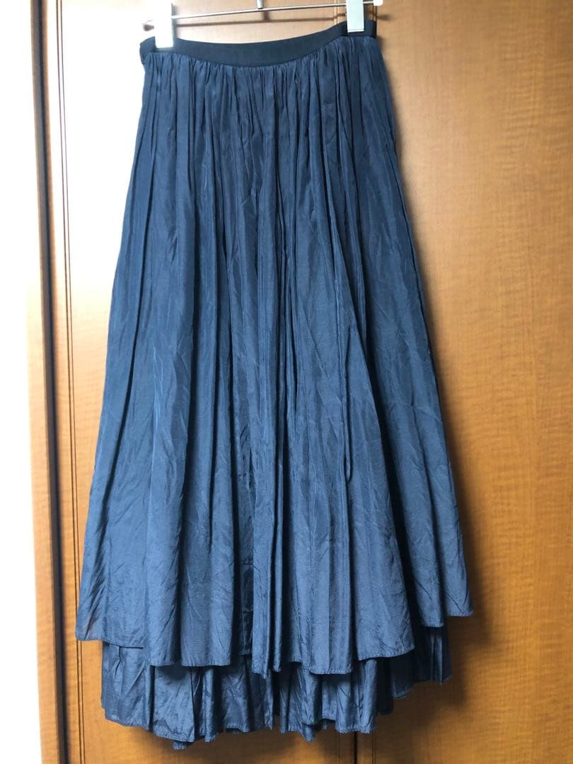 【Drawer ドゥロワー】シルクコットンスカート　ギャザーロングスカート