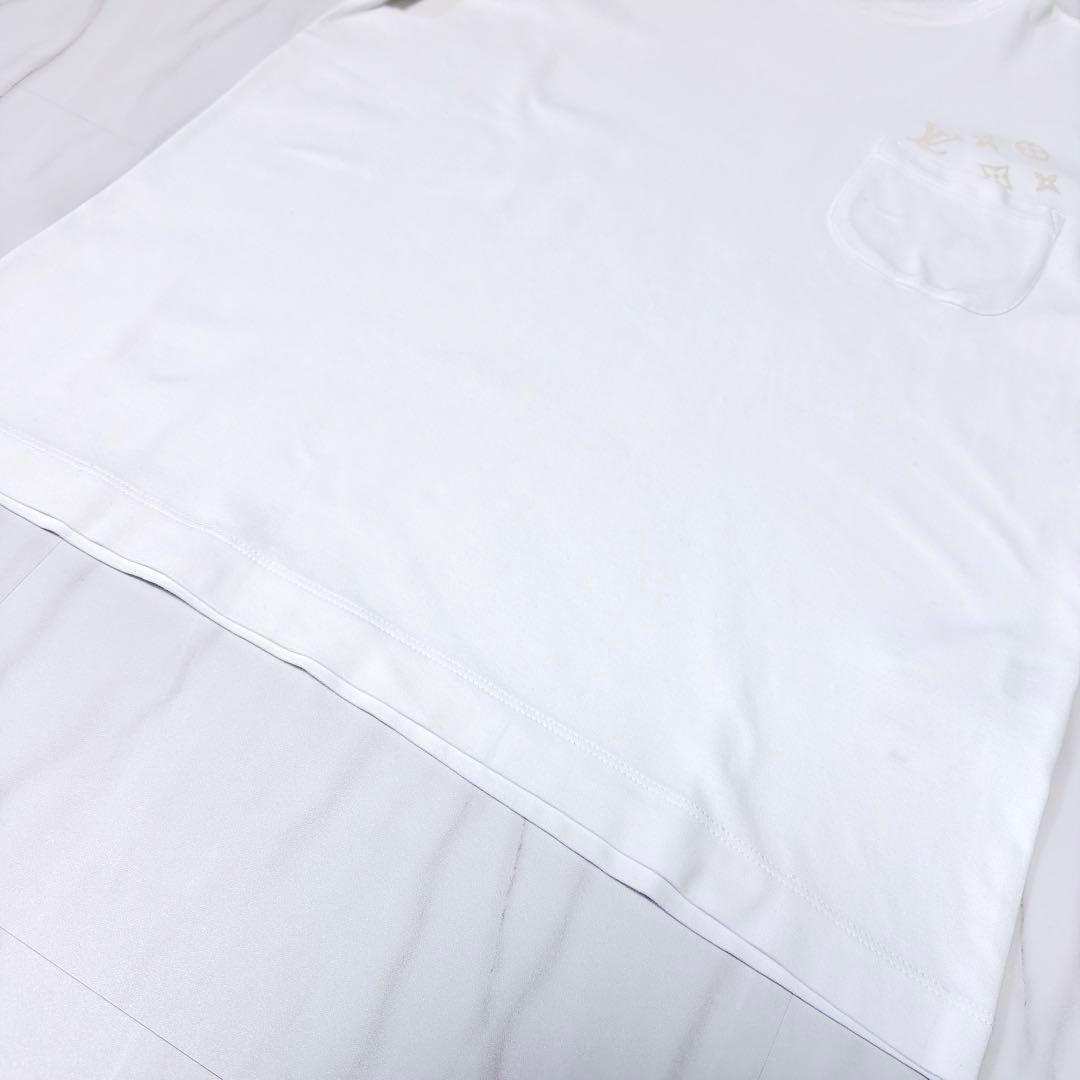 ルイヴィトン Tシャツ 胸ポケット モノグラム ロゴ ホワイト XSサイズ
