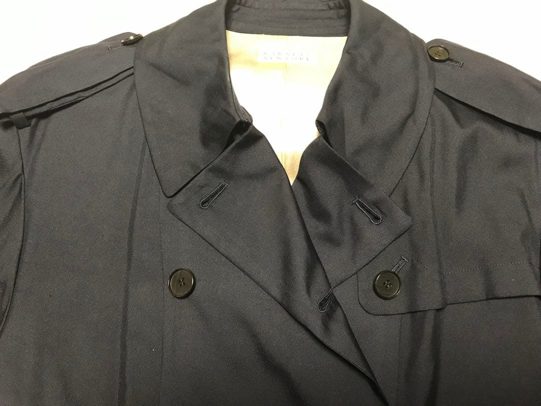 BARNEYS NEW YORK ネイビー シルクトレンチコート　38