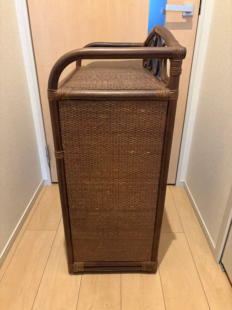 ꧁籐家具꧂ラタン4段チェスト（引き出し5杯）収納タンス レトロ　箪笥