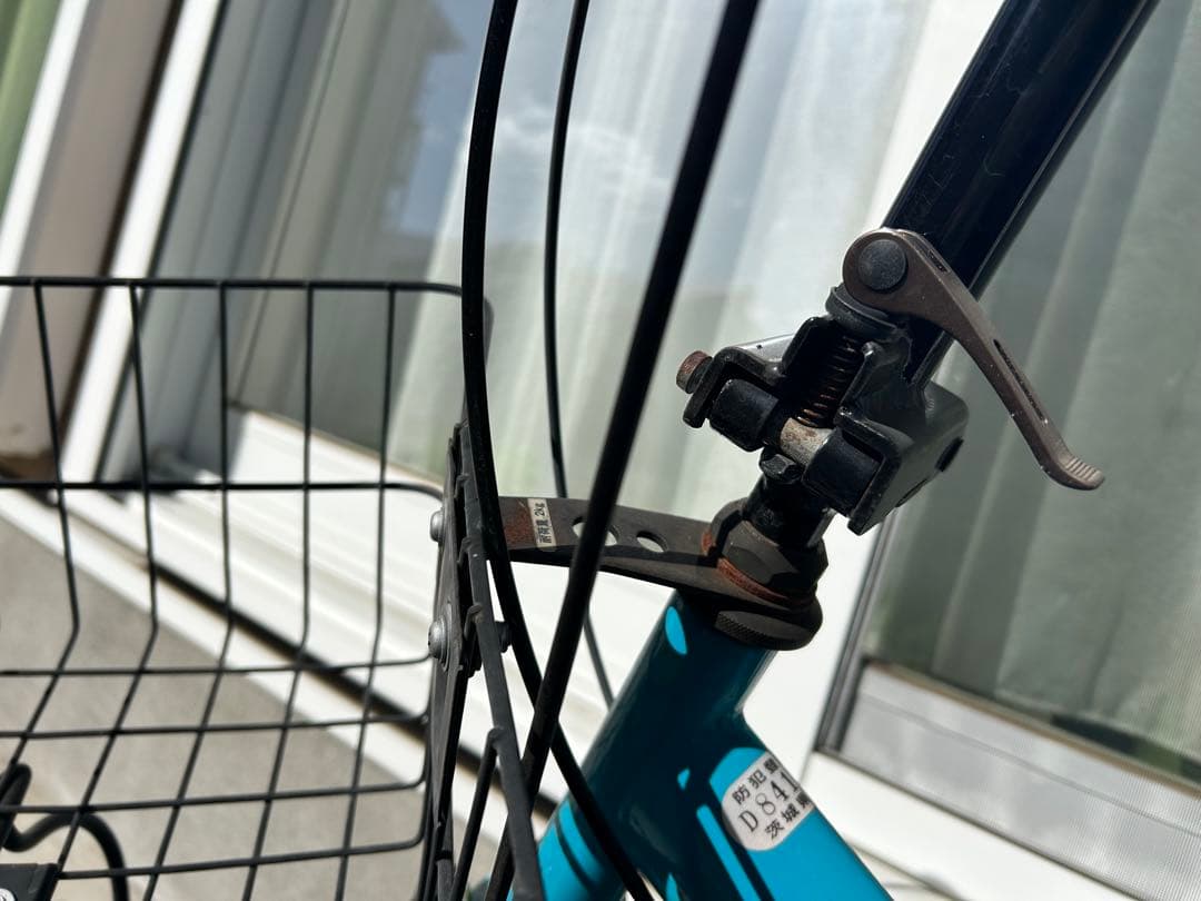 折りたたみ自転車 青 バスケット付き