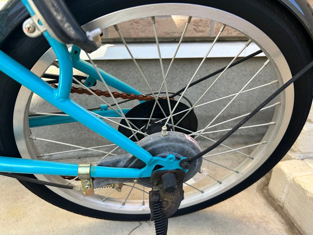 折りたたみ自転車 青 バスケット付き