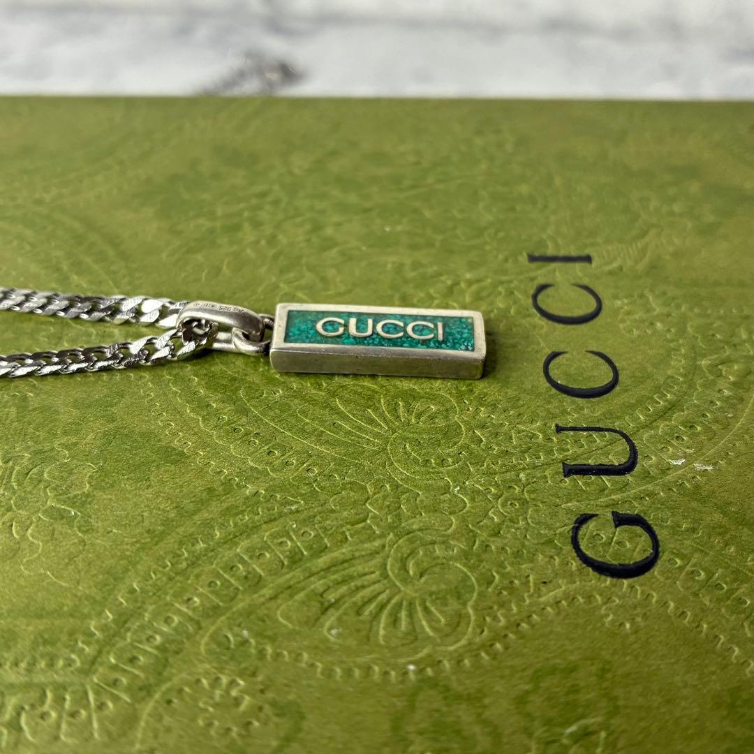【美品✨】GUCCI ネックレス エナメルゴルメット ロゴプレート 喜平チェーン
