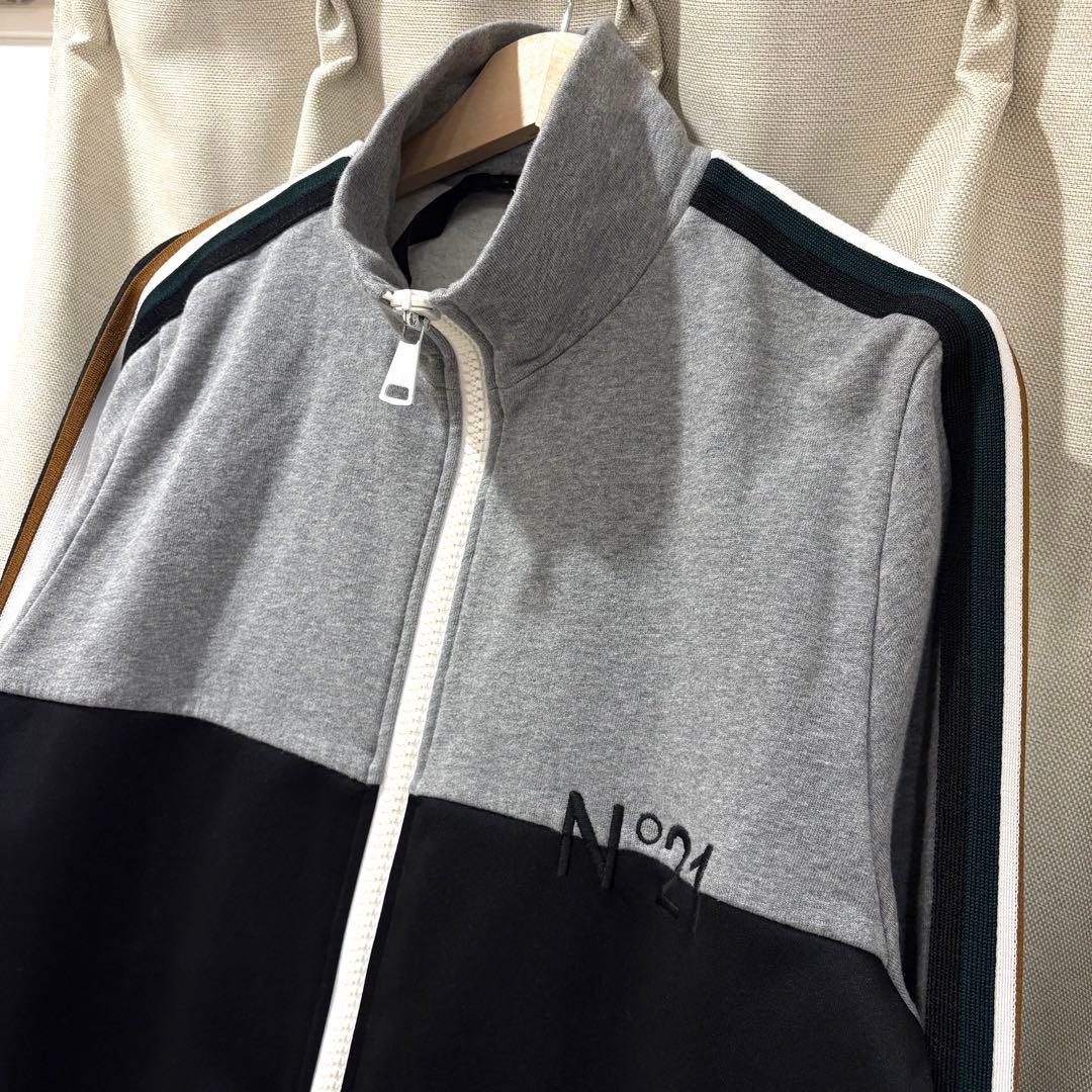 ☆美品☆N°21 トラックジャケット サイドライン ロゴ GY M