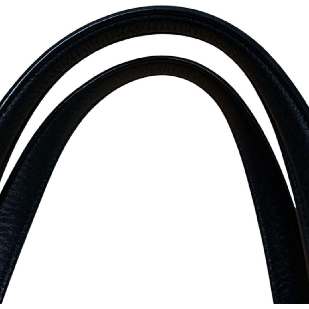 美品 agnes b 本革 2way ミニボストンバッグ エンボスロゴ ブラック