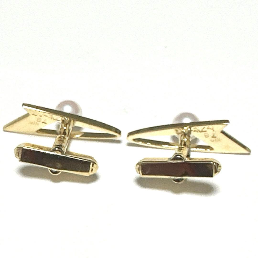 極美品　MIKIMOTO　ミキモト　カフス　メッキ　パール約6mm　ゴールド