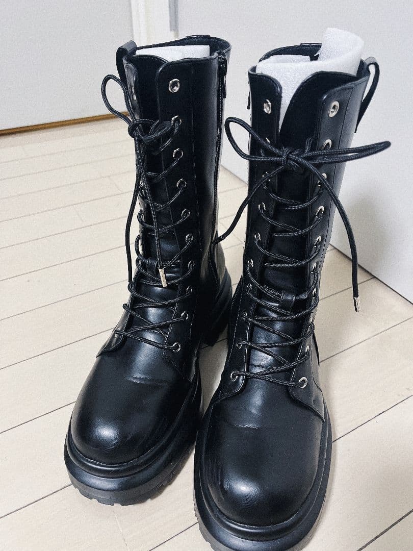 ラナ　Ameri　LACE UP TANK SOLE BOOTSブラック