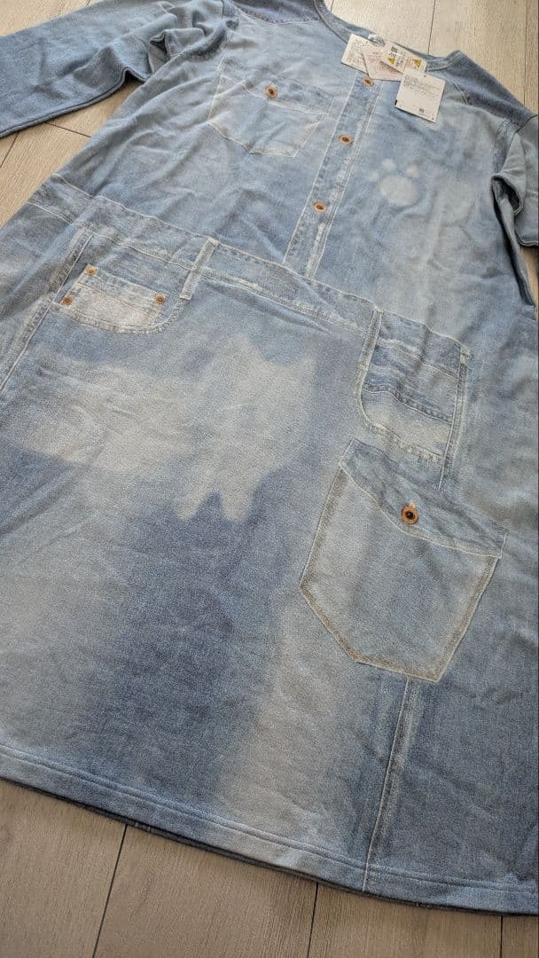 【新品】ツモリチサト デニム風 ワンピース L