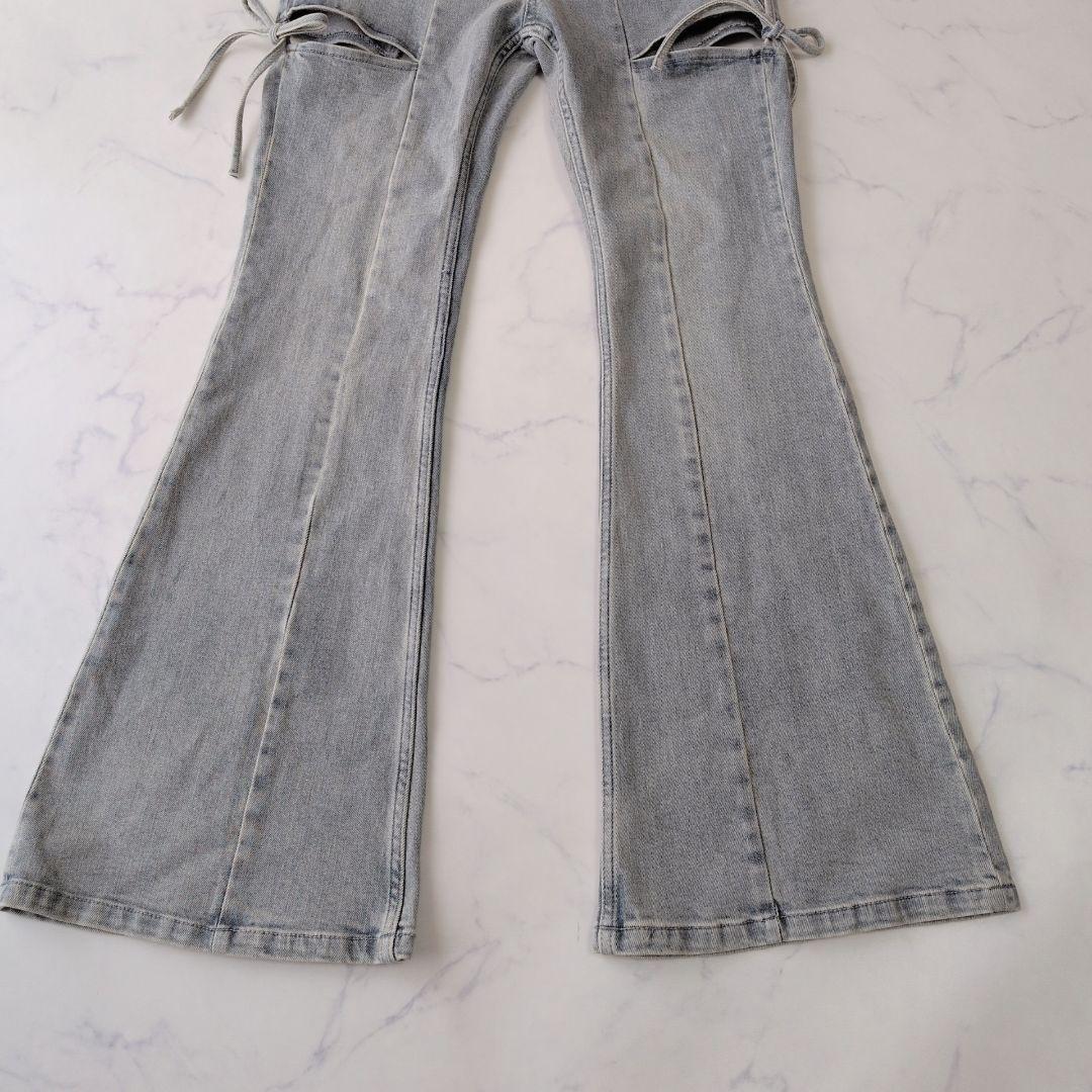 【新品】RESEXXY カットアウトリボンデニムパンツ アイスブルー Mサイズ