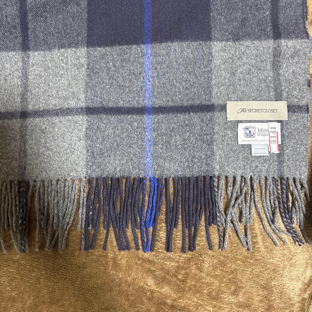 別注　Johnstons of Elgin カシミヤ ストール チェック柄