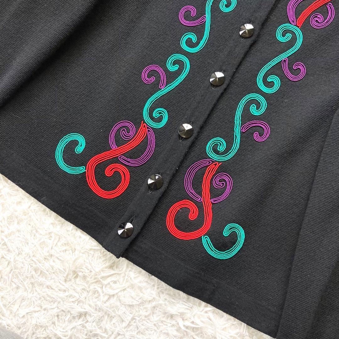 希少 イヴサンローラン ニット セーター YSL 刺繍ロゴ ウール100% M